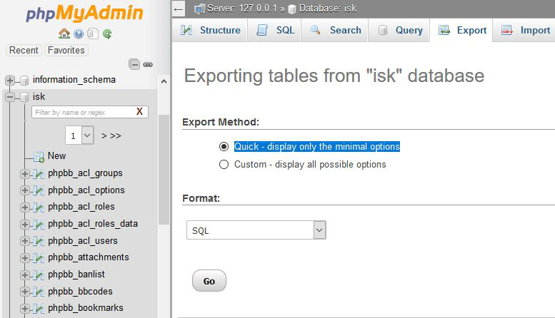 Mengexport database MySQL secara individual
